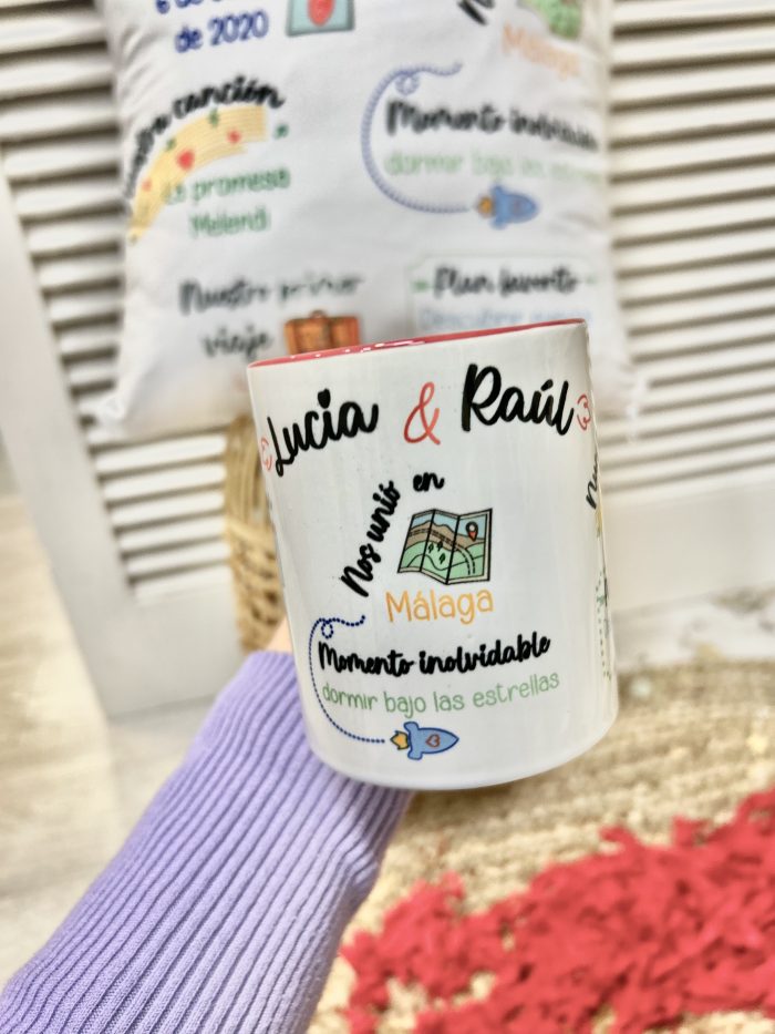 Cojín y Taza personalizados historia de amor - Imagen 4