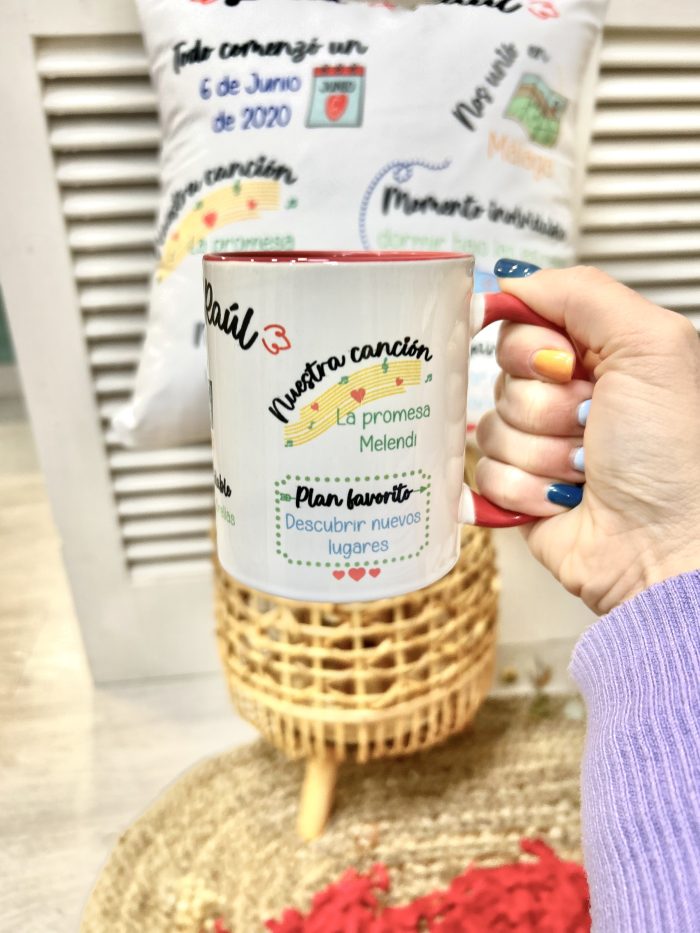 Cojín y Taza personalizados historia de amor - Imagen 5