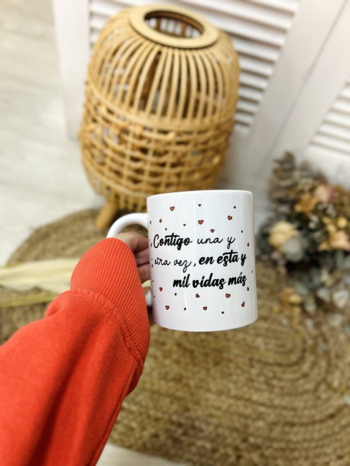 Taza Personalizada "Contigo una y otra vez, en esta y mil vidas más"